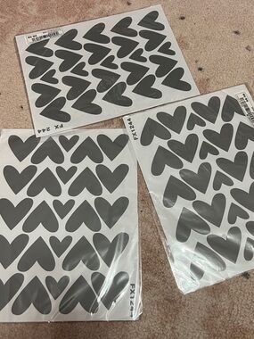 Gray Heart Wall Sticker Sheets - Pack of 3